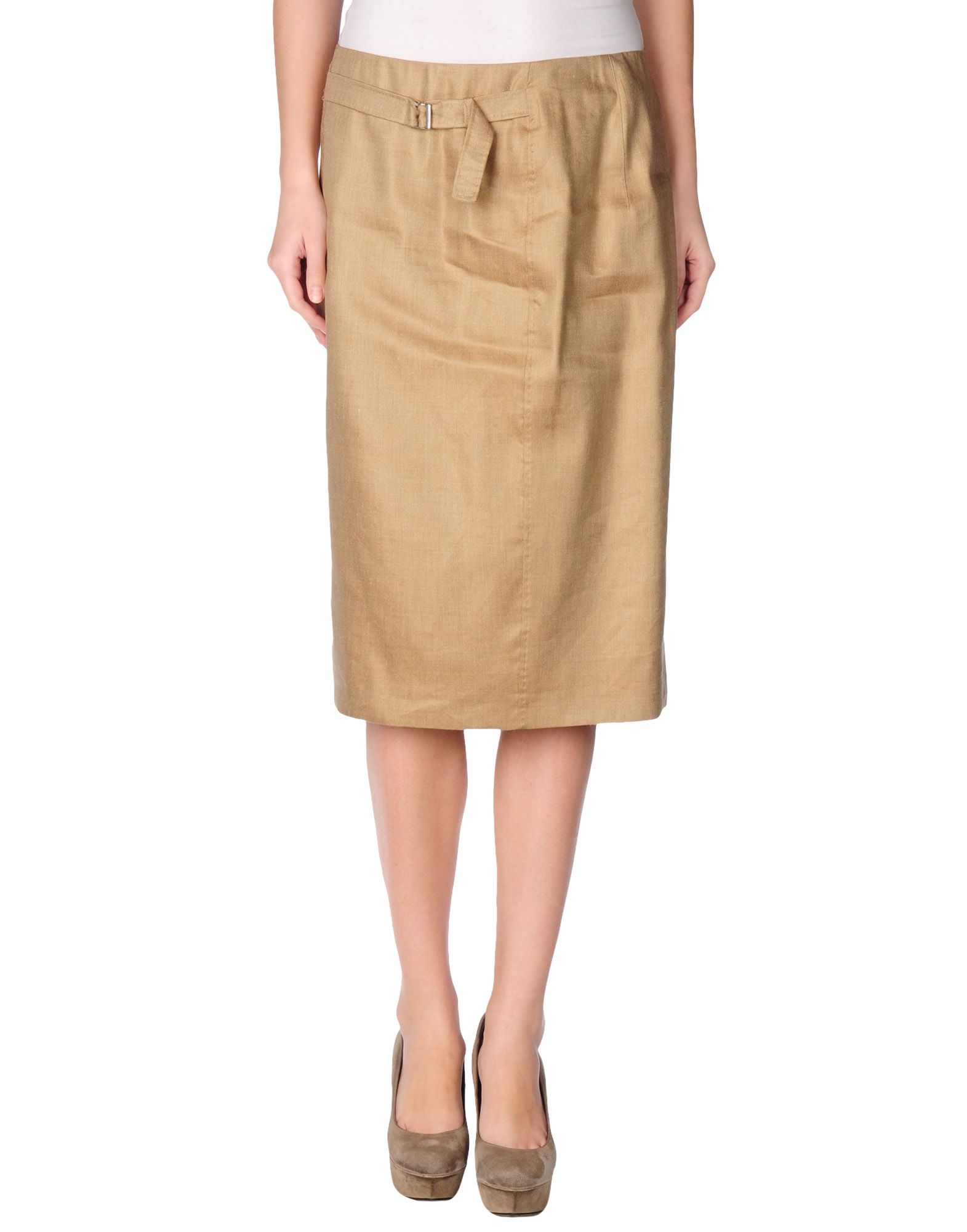 Max mara Knee Length Skirt in Khaki | Lyst