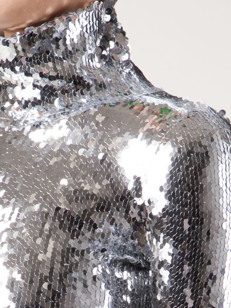 Atto Sequin Blouse in Silver (metallic) | Lyst