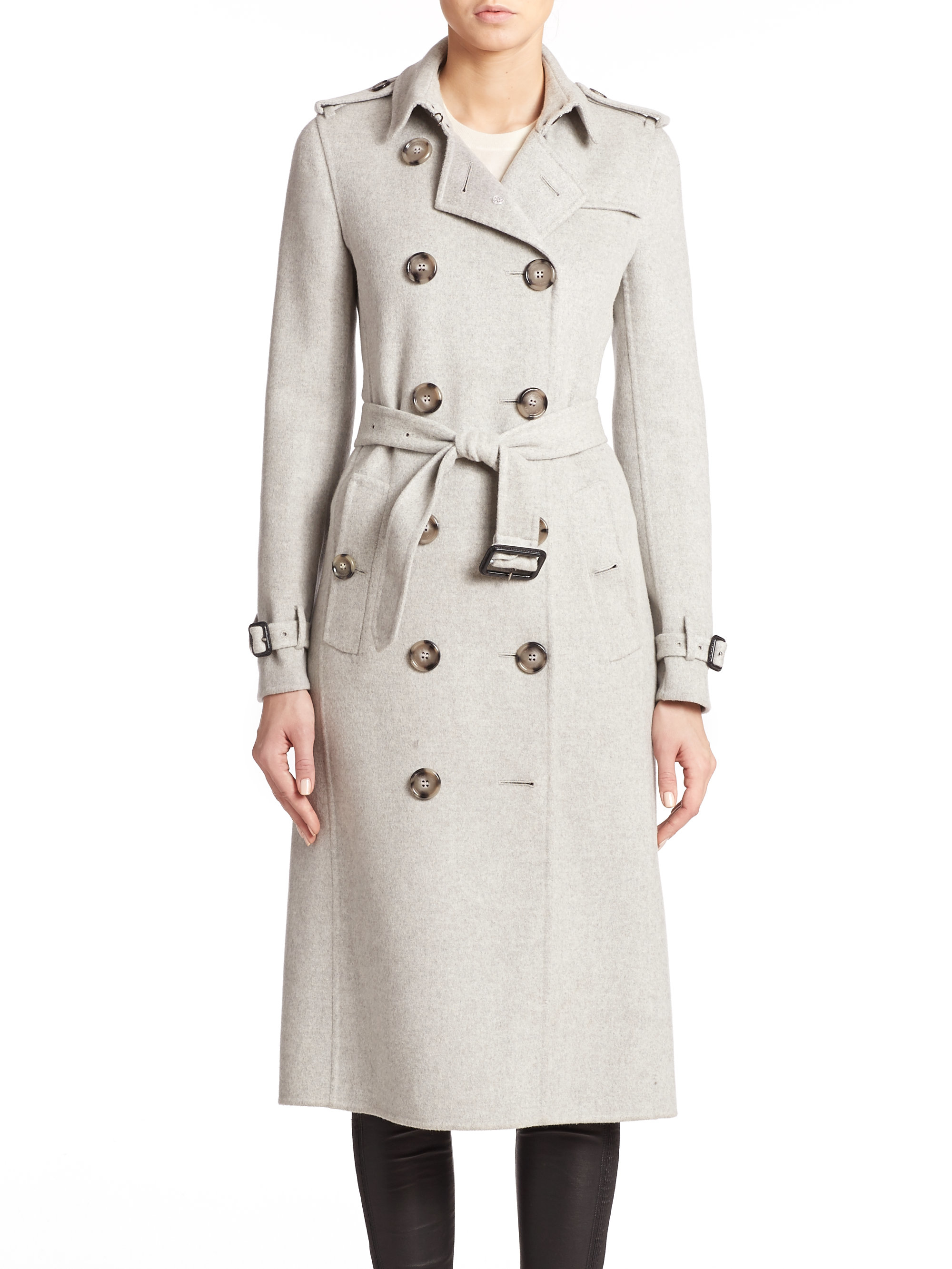 Lyst - Burberry Kensington Cashmere Trenchcoat in Gray