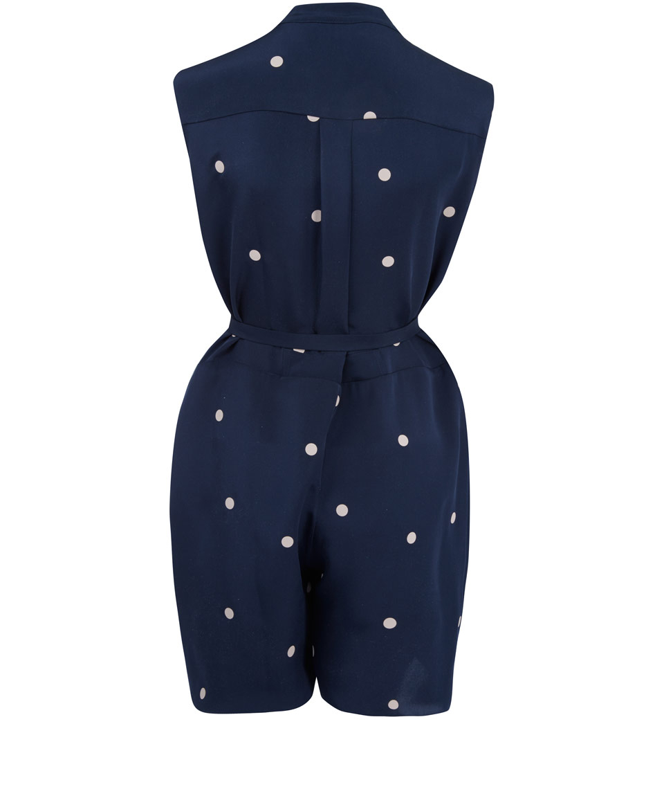 lyst hulme navy polka dot silk playsuit in blue lyst hulme navy polka dot silk playsuit in blue