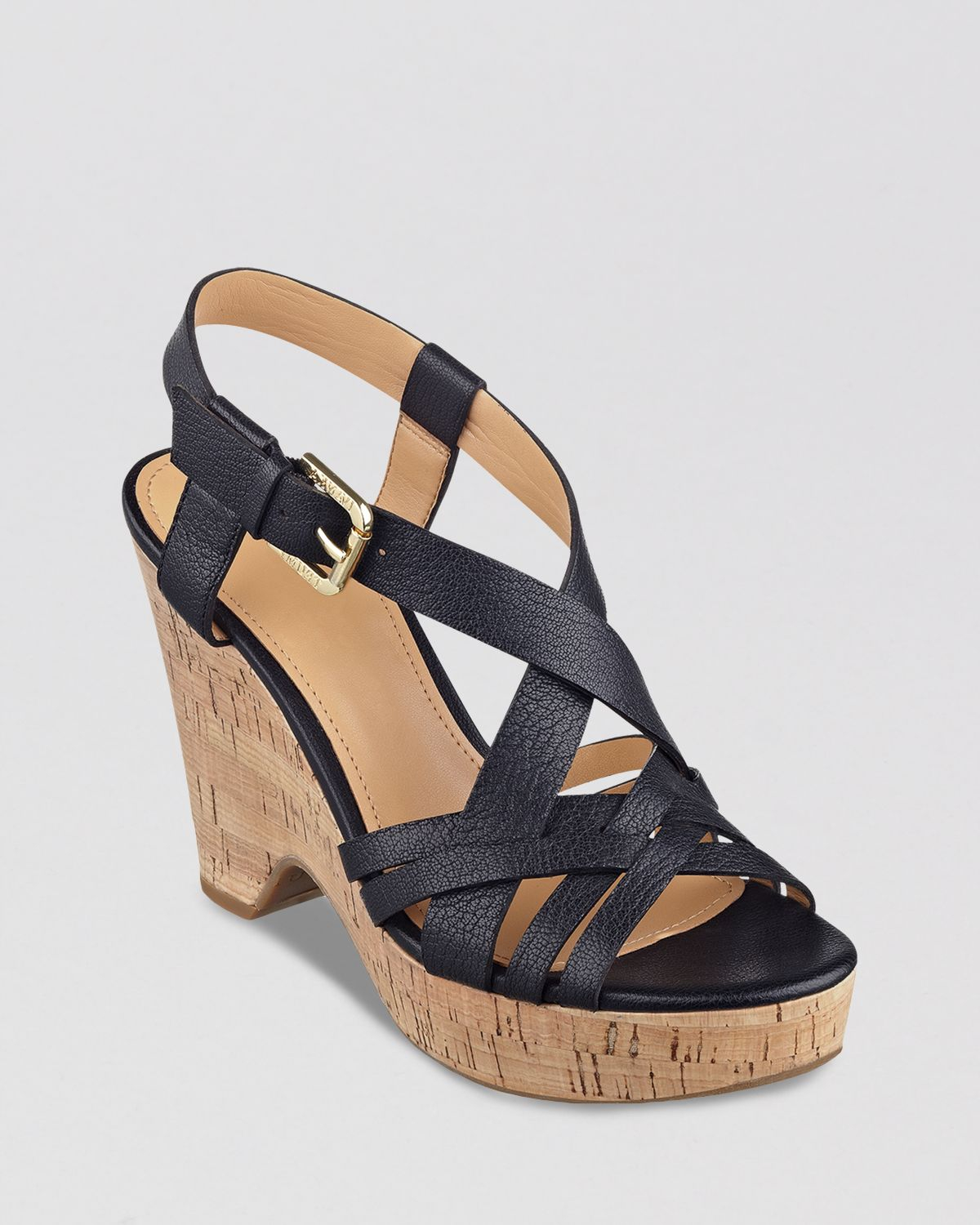 Ivanka trump Open Toe Platform Wedge Sandals Handy in Black Lyst