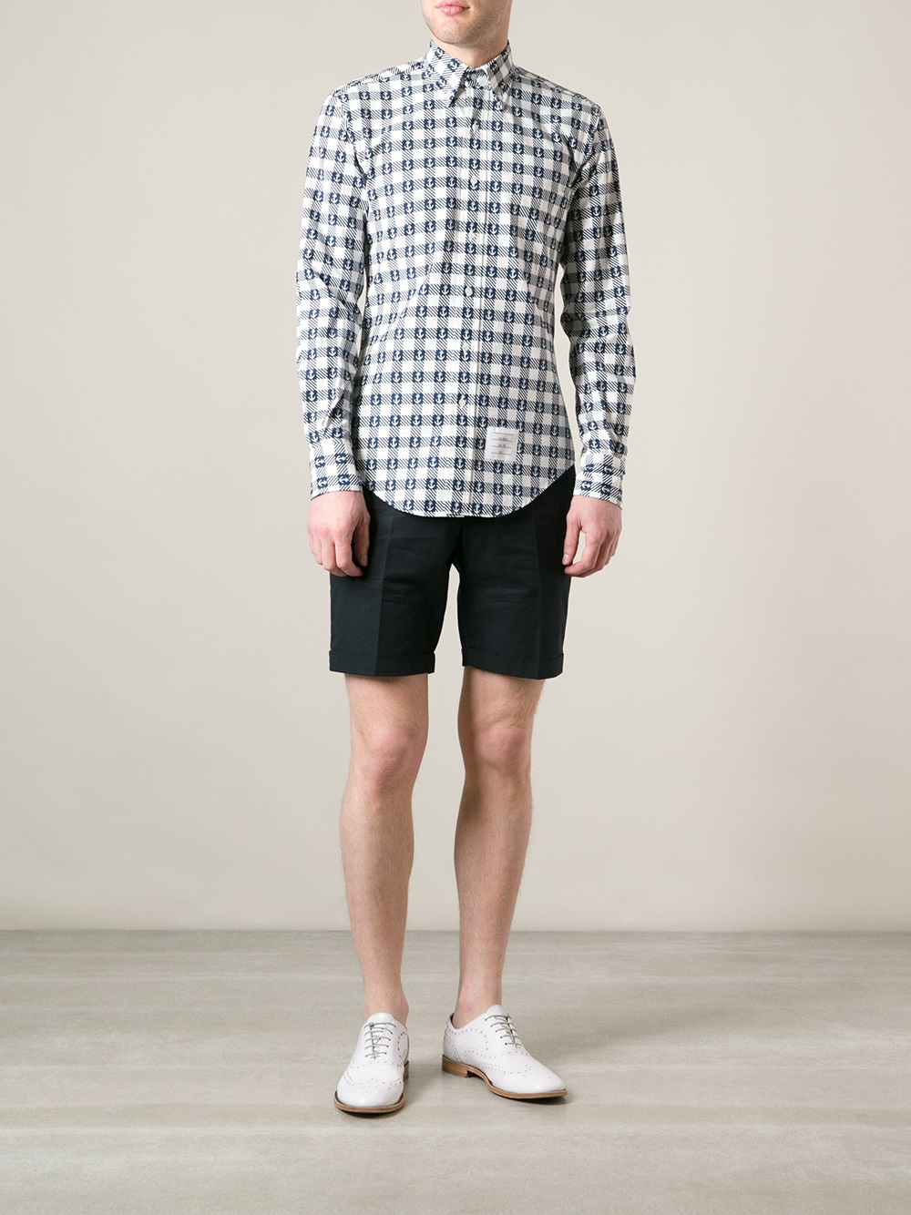 thom browne checked shirt