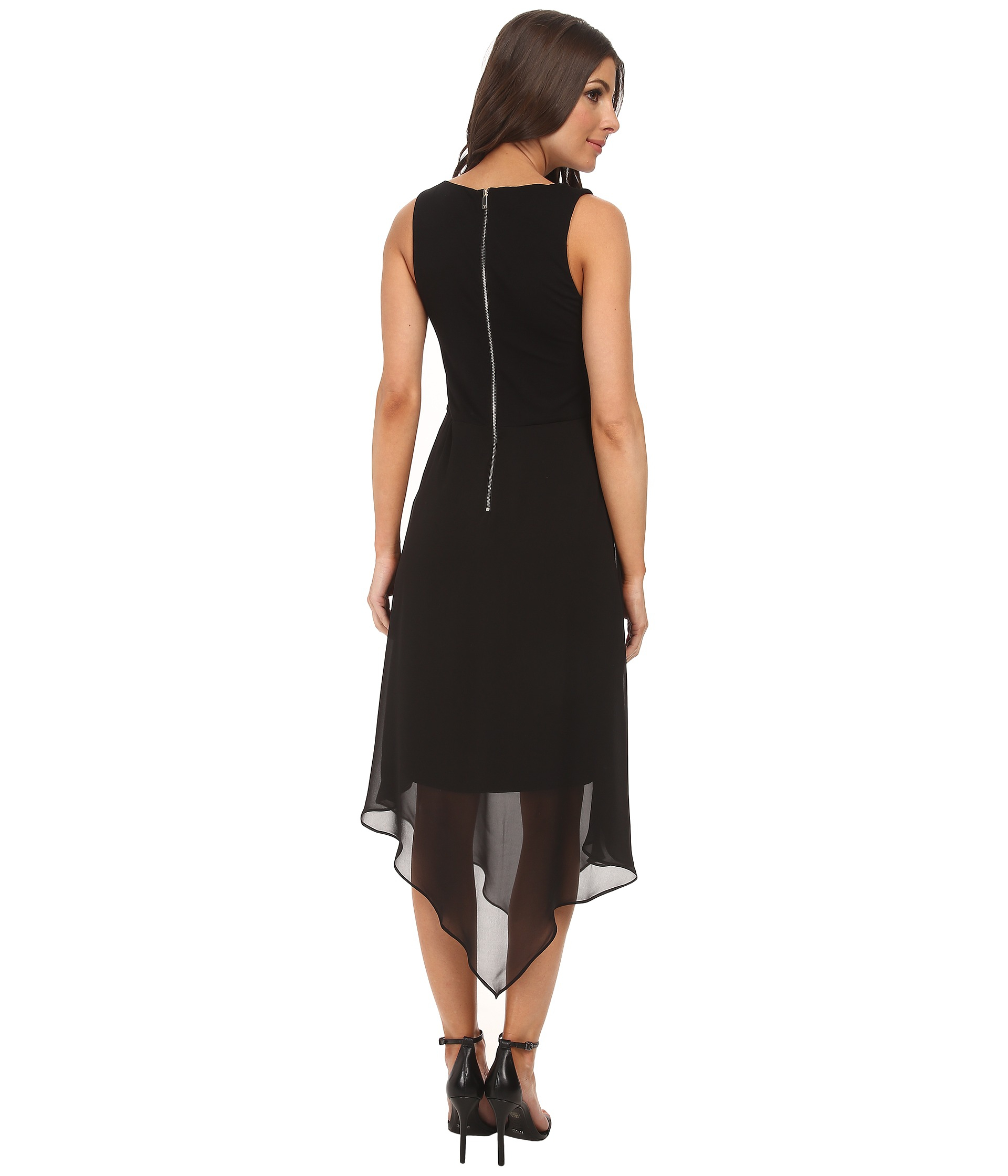 Black Asymmetric Chiffon Dress