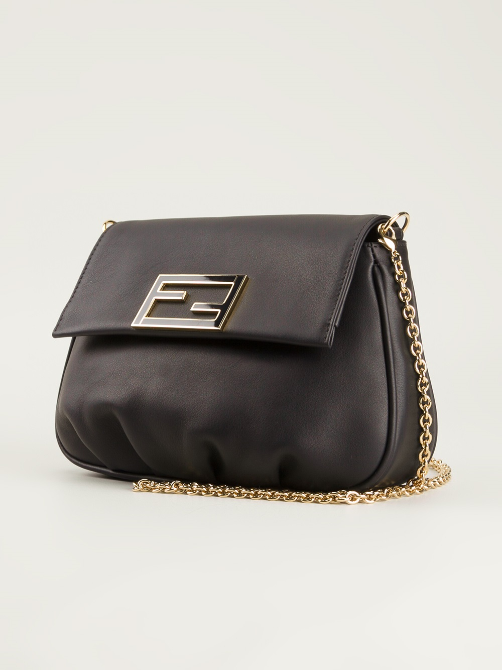 fendi black leather clutch