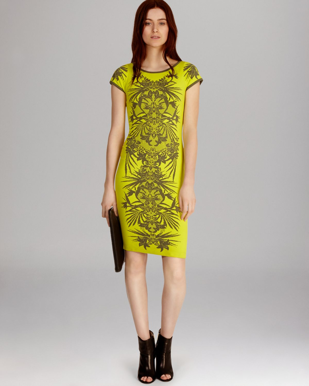 Lyst - Karen Millen Dress Jungle Jacquard Knit Collection in Yellow