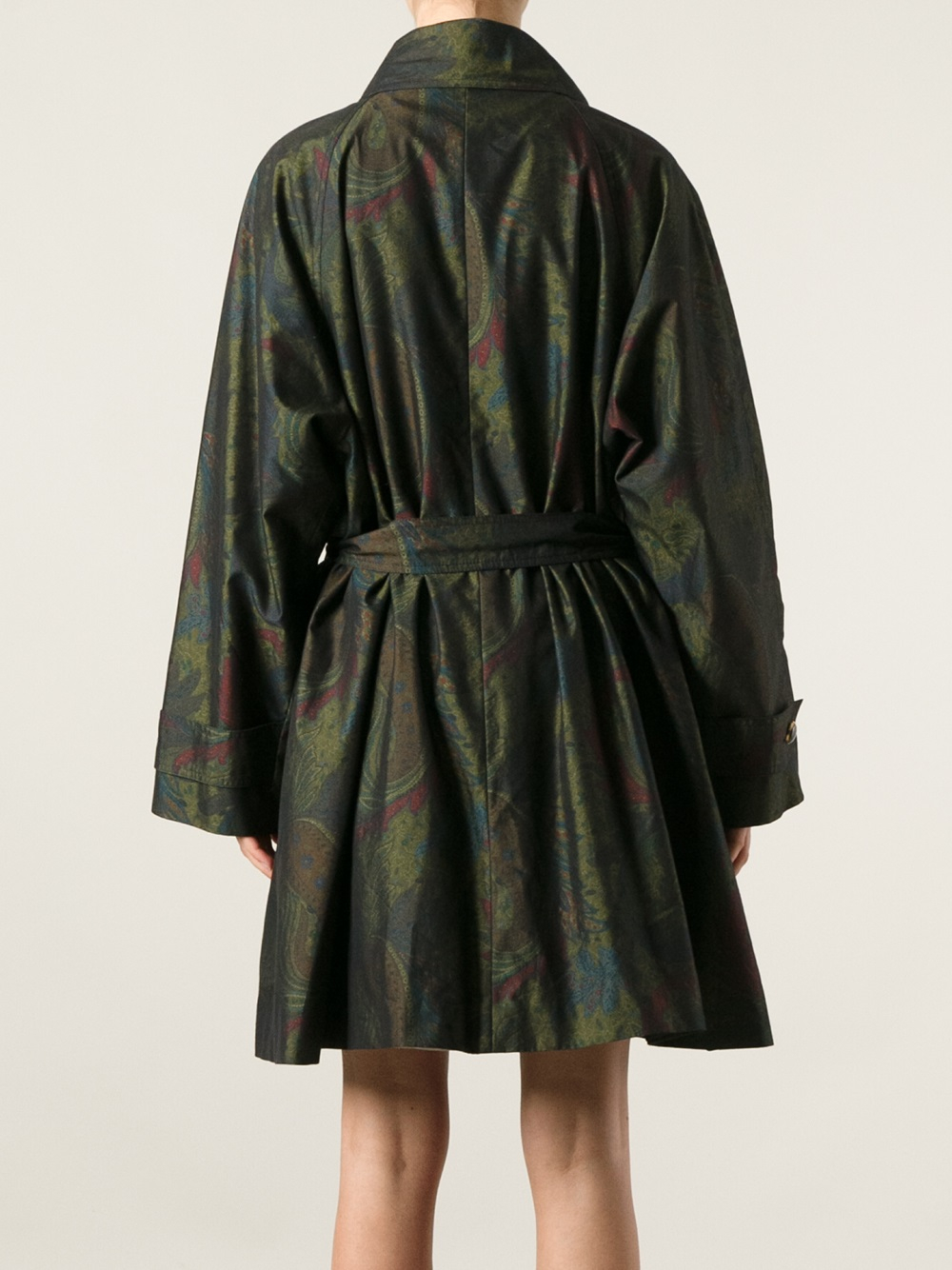 Guy laroche Peacock  Feather  Print Trench Coat  in Green Lyst