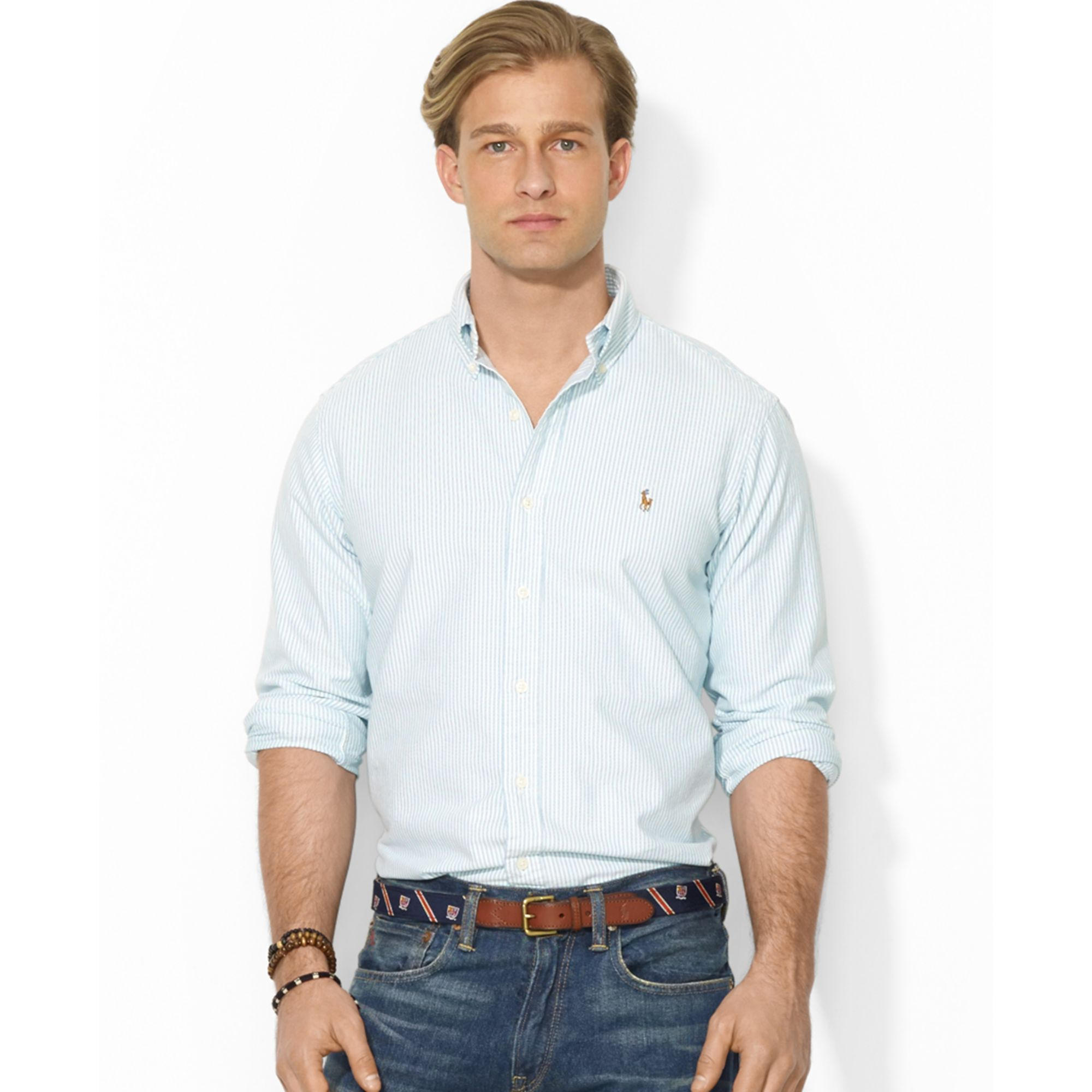 Polo Ralph Lauren Classic-Fit Striped Oxford Shirt in Blue for Men ...