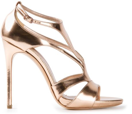 Casadei Strappy High Heel Sandals in Gold (metallic) | Lyst
