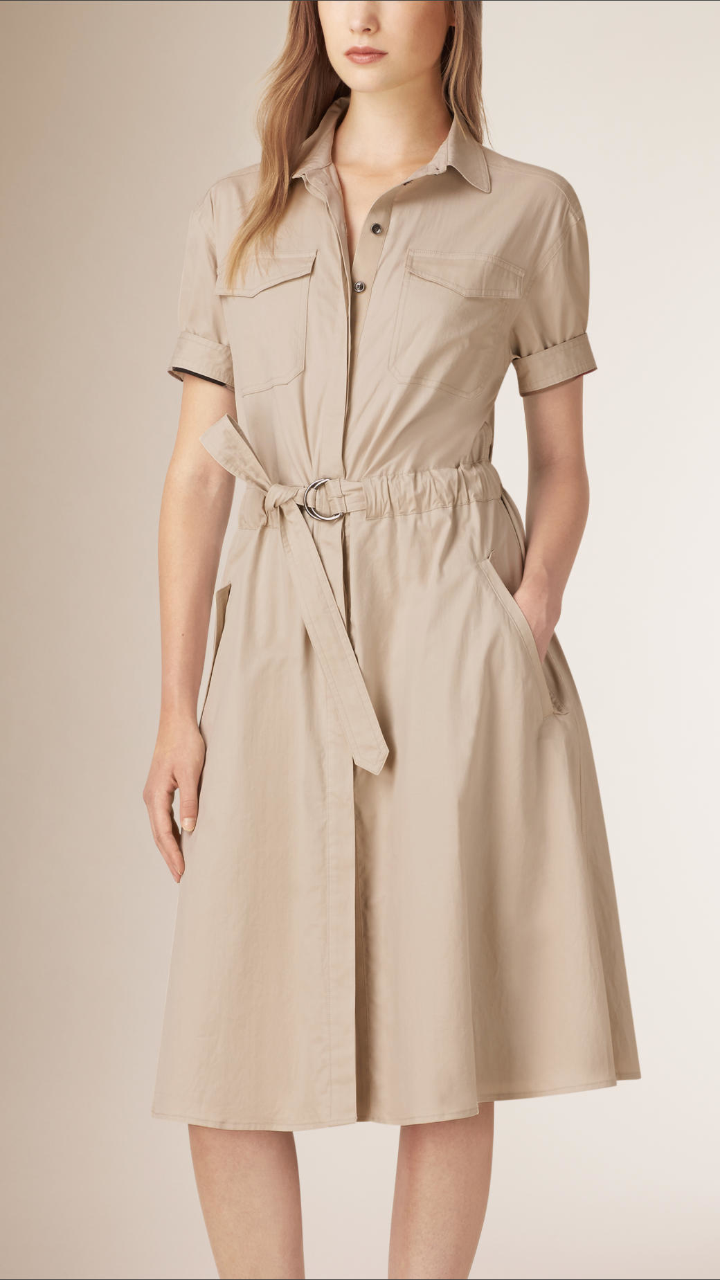 Lyst Burberry  Cotton Military Shirt  Dress  in Gray