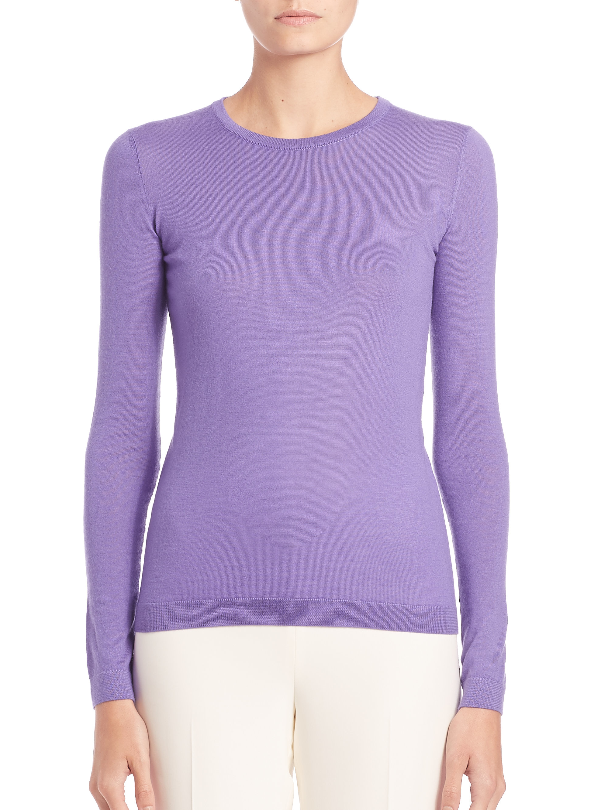 Lyst Ralph Lauren Collection Long Sleeve Cashmere Sweater In Purple