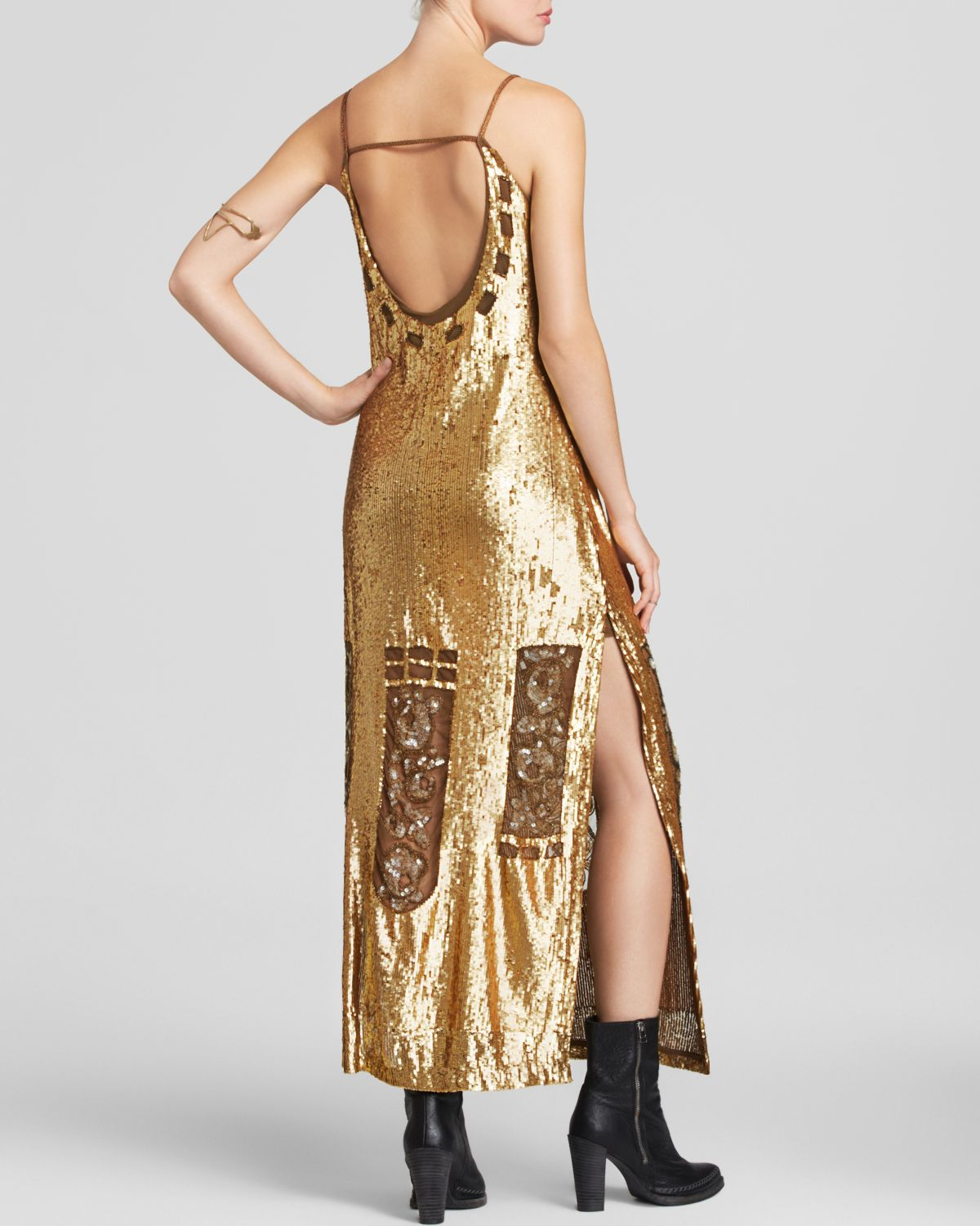 Lyst - Free People Maxi Dress - Million Dollar in Metallic