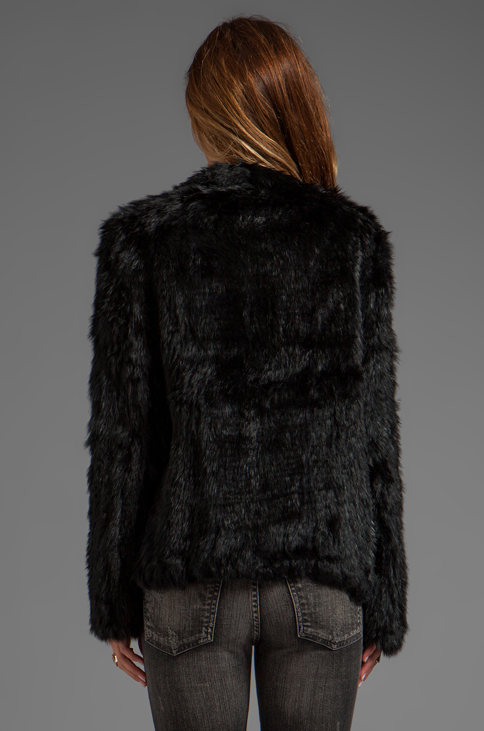 Nicholas Knitted Rabbit Fur Jacket in Black | Lyst