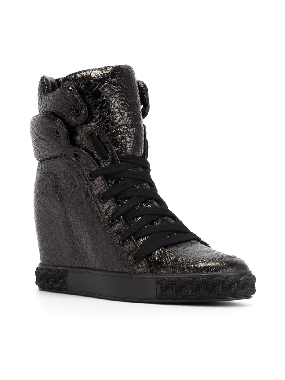 black high top wedge trainers