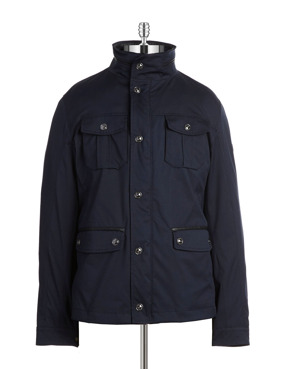 Bugatti Leather Trimmed Moto Safari Jacket In Blue For Men Lyst Gallery