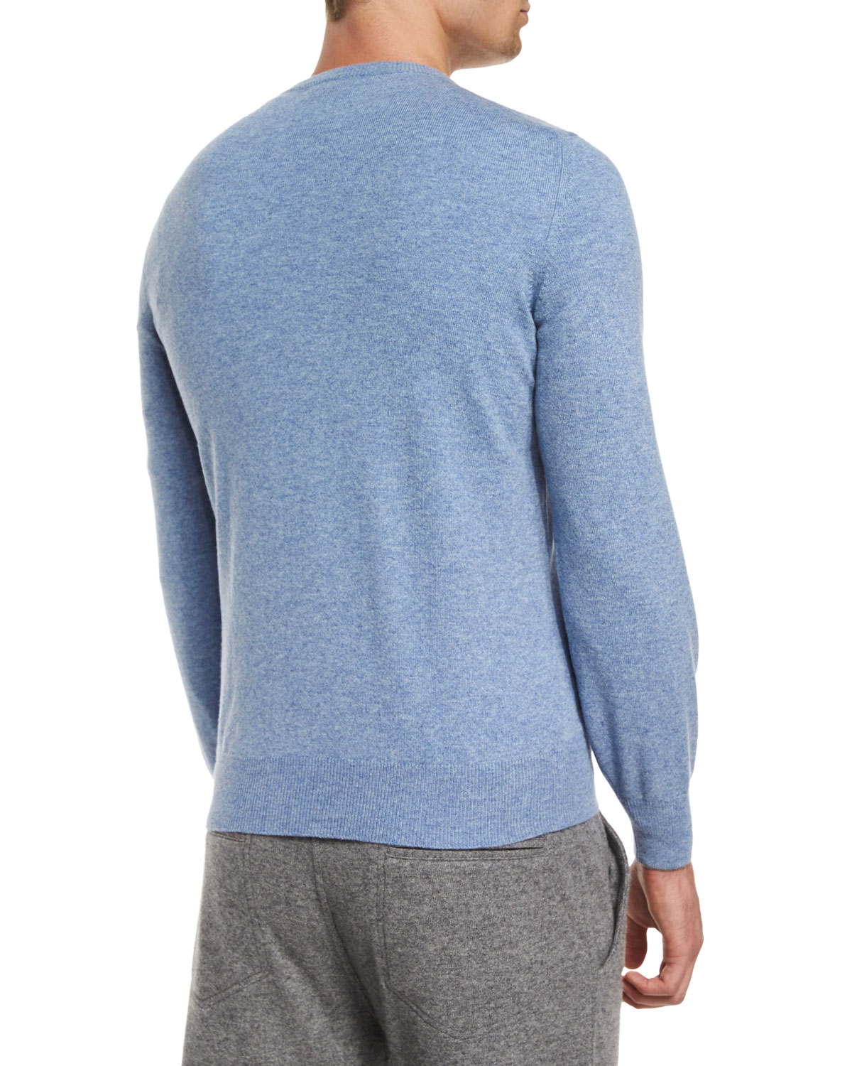 Brunello Cucinelli Cashmere V-neck Sweater in Blue for Men - Lyst