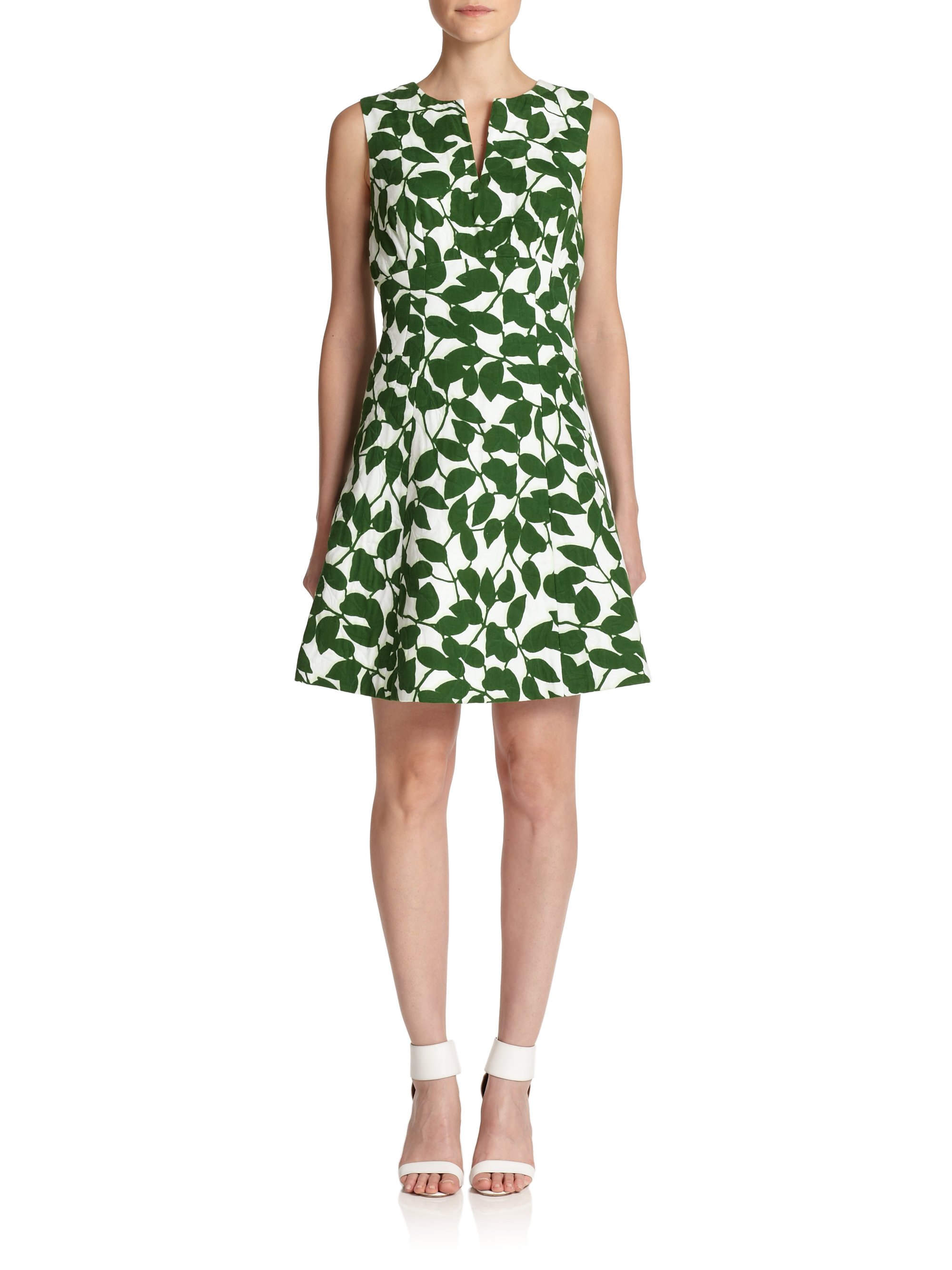 Lyst Kate Spade New York Garden LeavesPrint Dress in Green