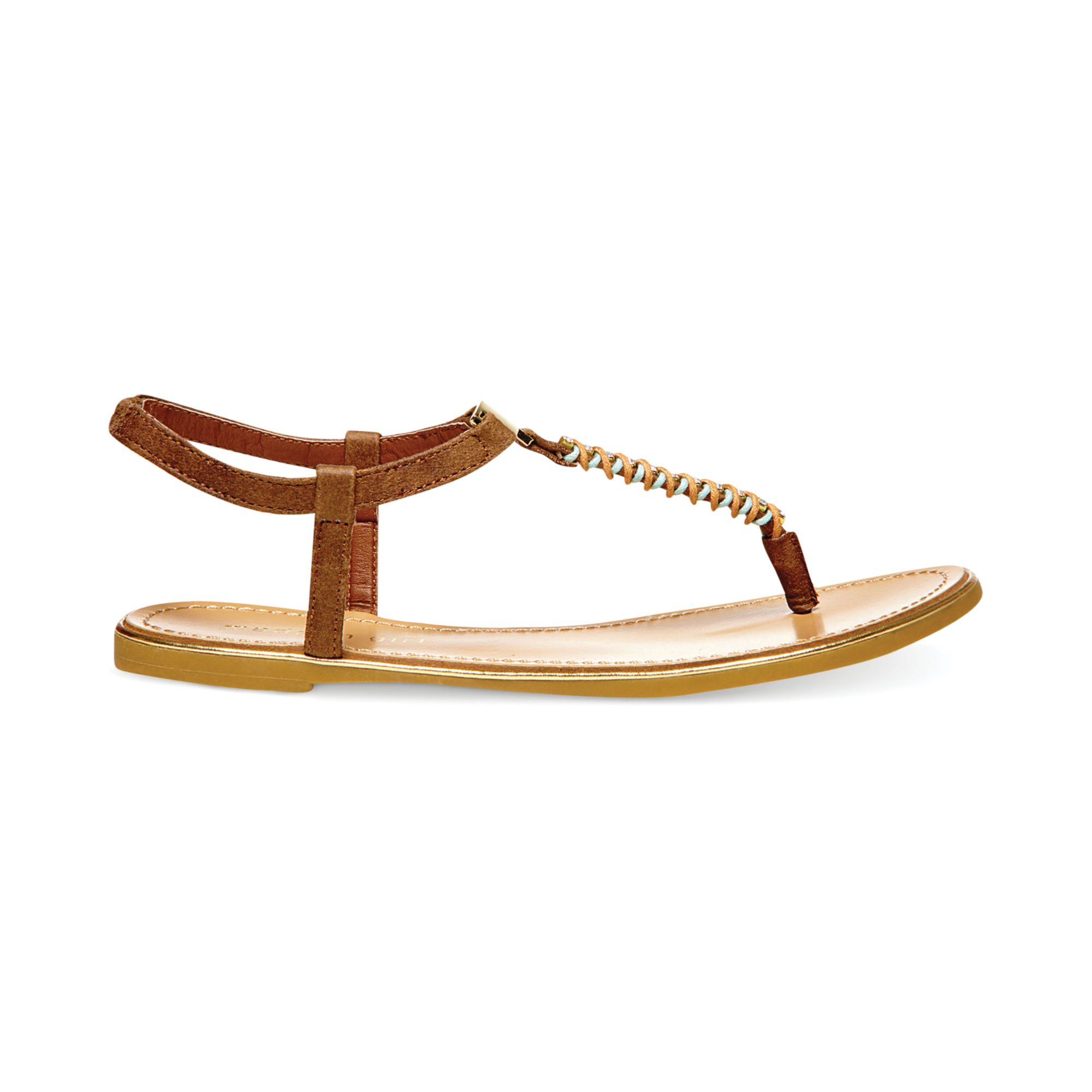 Lyst - Madden Girl Mellowed Jeweled Thong Sandals in Brown