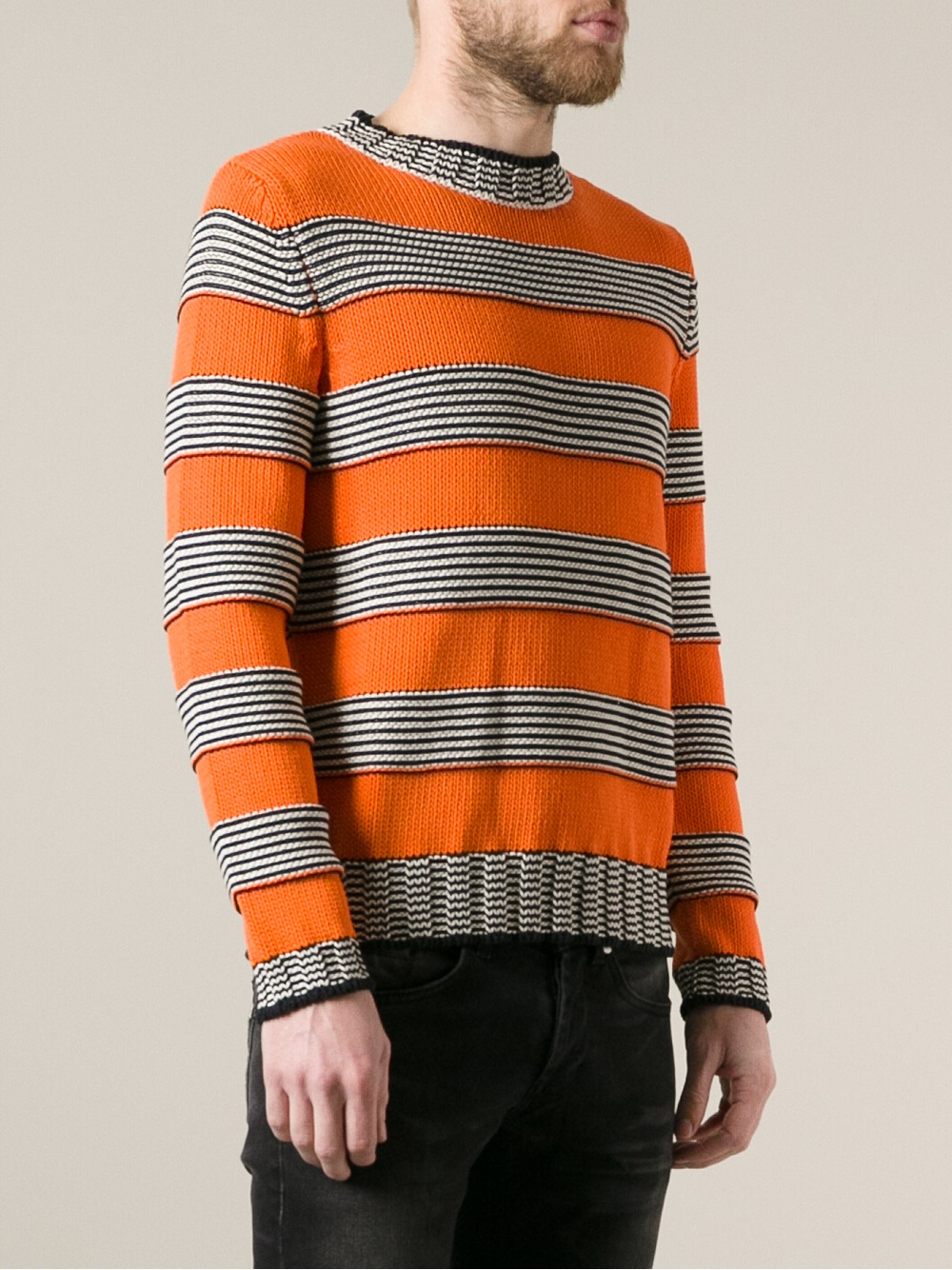 Lyst - Dondup Striped Sweater in Orange for Men