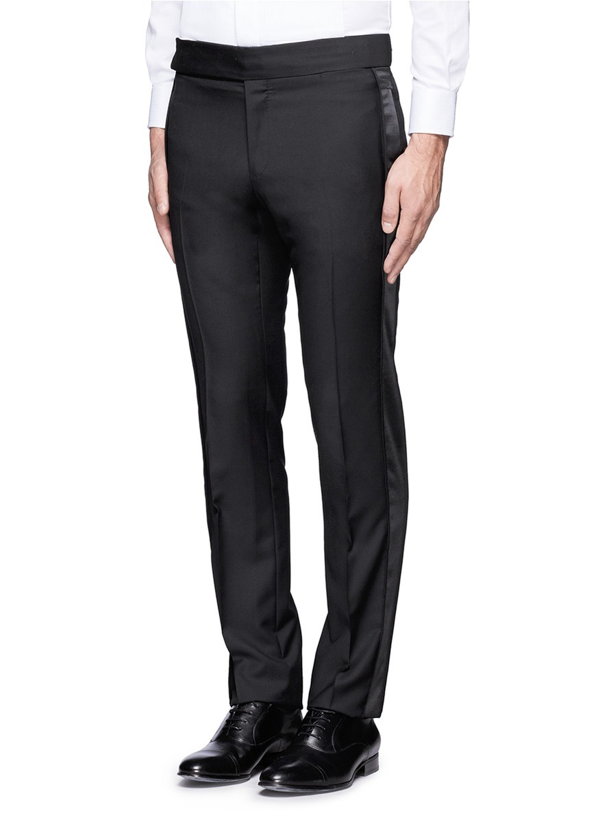 Lyst - Lanvin Satin Side Stripe Pants in Black for Men