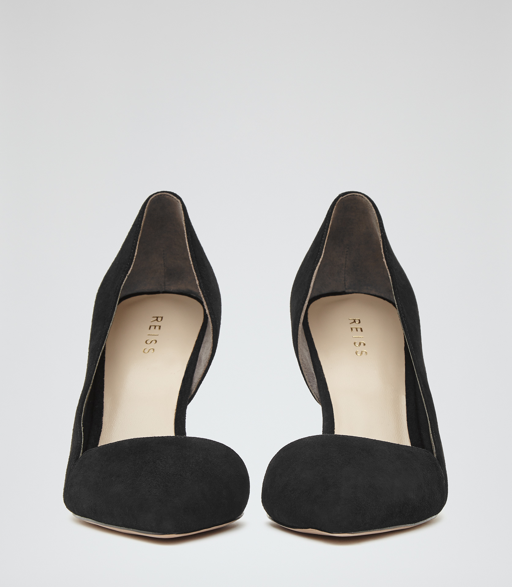 Reiss Venus Suede Court Shoes in Black - Lyst