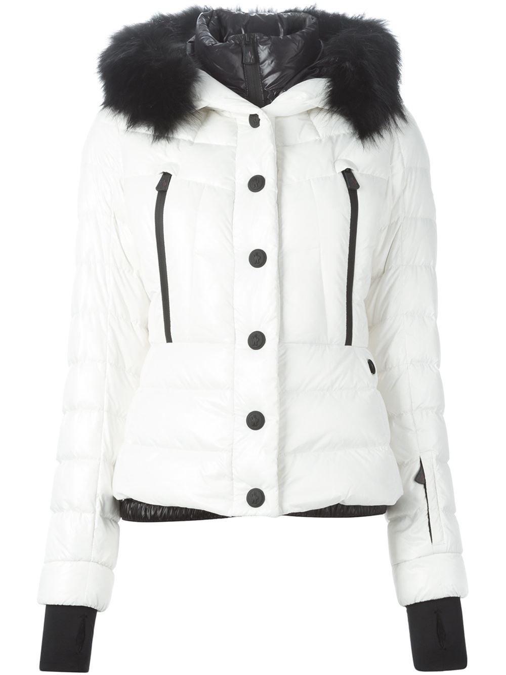 Moncler Grenoble Coyote Fur Trim Padded Jacket in White - Lyst