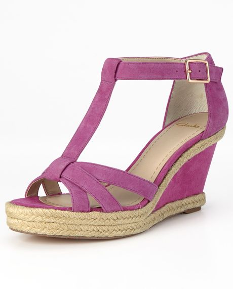 Clarks Octagon Bahama Wedge Sandals in Pink | Lyst