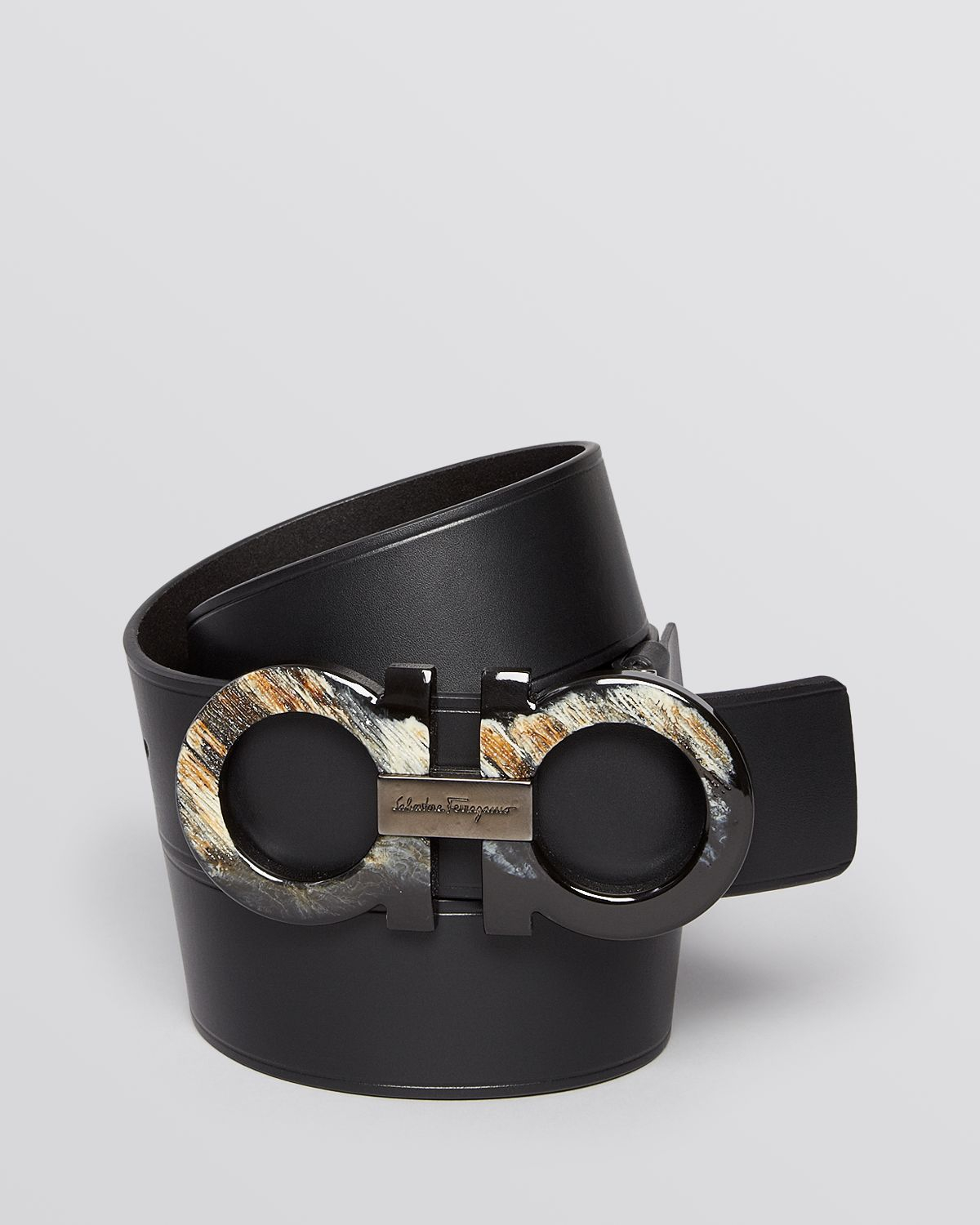 Lyst - Ferragamo Groppone Liscio Leather Belt With Horn Buckle In Black ...