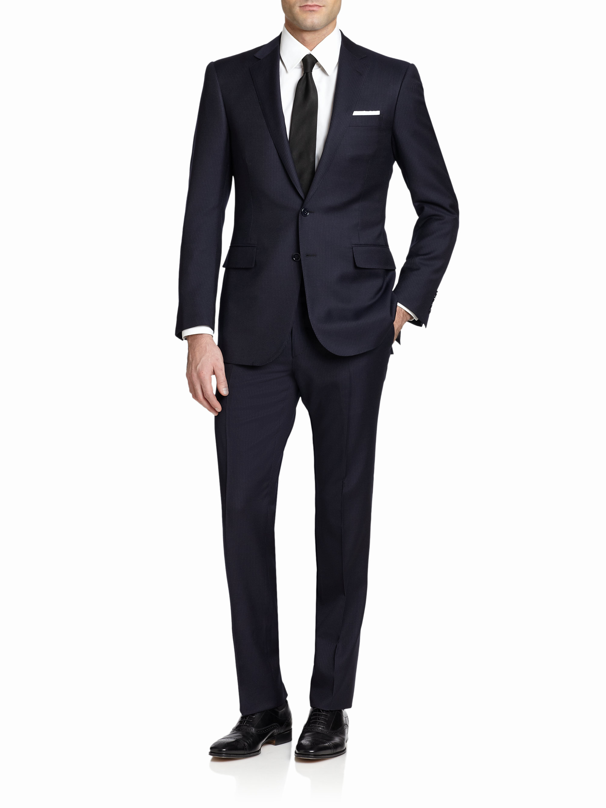 Lyst - Ralph lauren black label Anthony Pin Dot Striped Suit in Blue ...