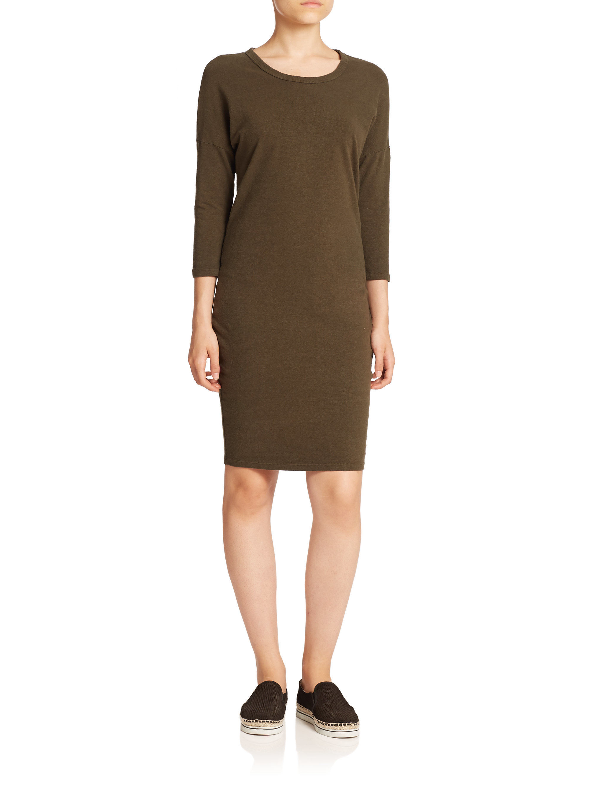 Lyst James Perse Stretch Cotton Dolman Dress in Green
