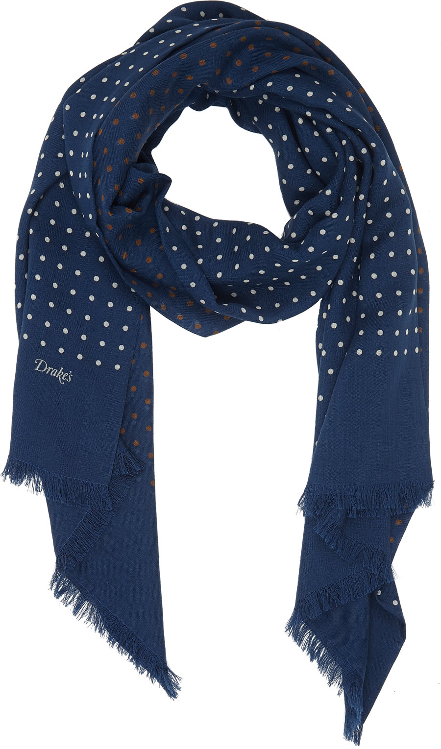 Drake's Polka Dot Reversible Scarf in Blue for Men Lyst