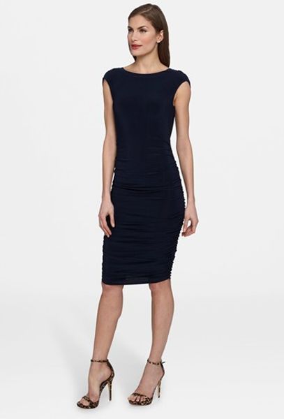 navy blue ruched dress