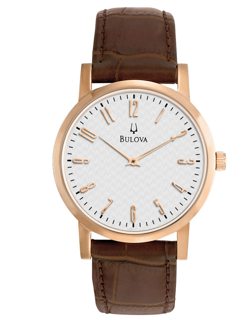 Bulova Mens Rose Gold And Leather Dress Watch in Brown for Men | Lyst