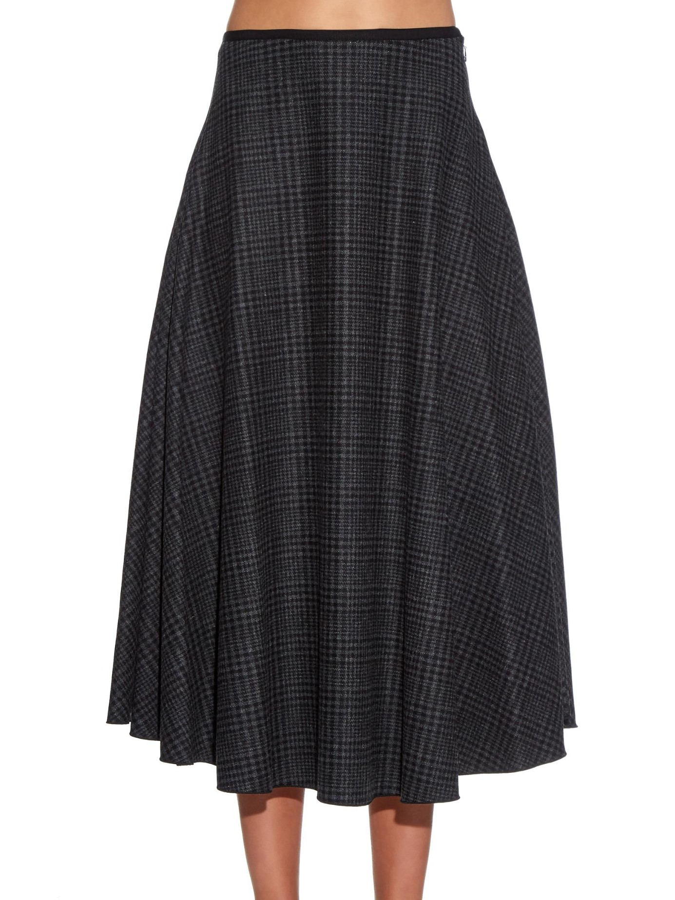 Lyst - Lanvin Prince Of Wales-check Wool Skirt in Gray