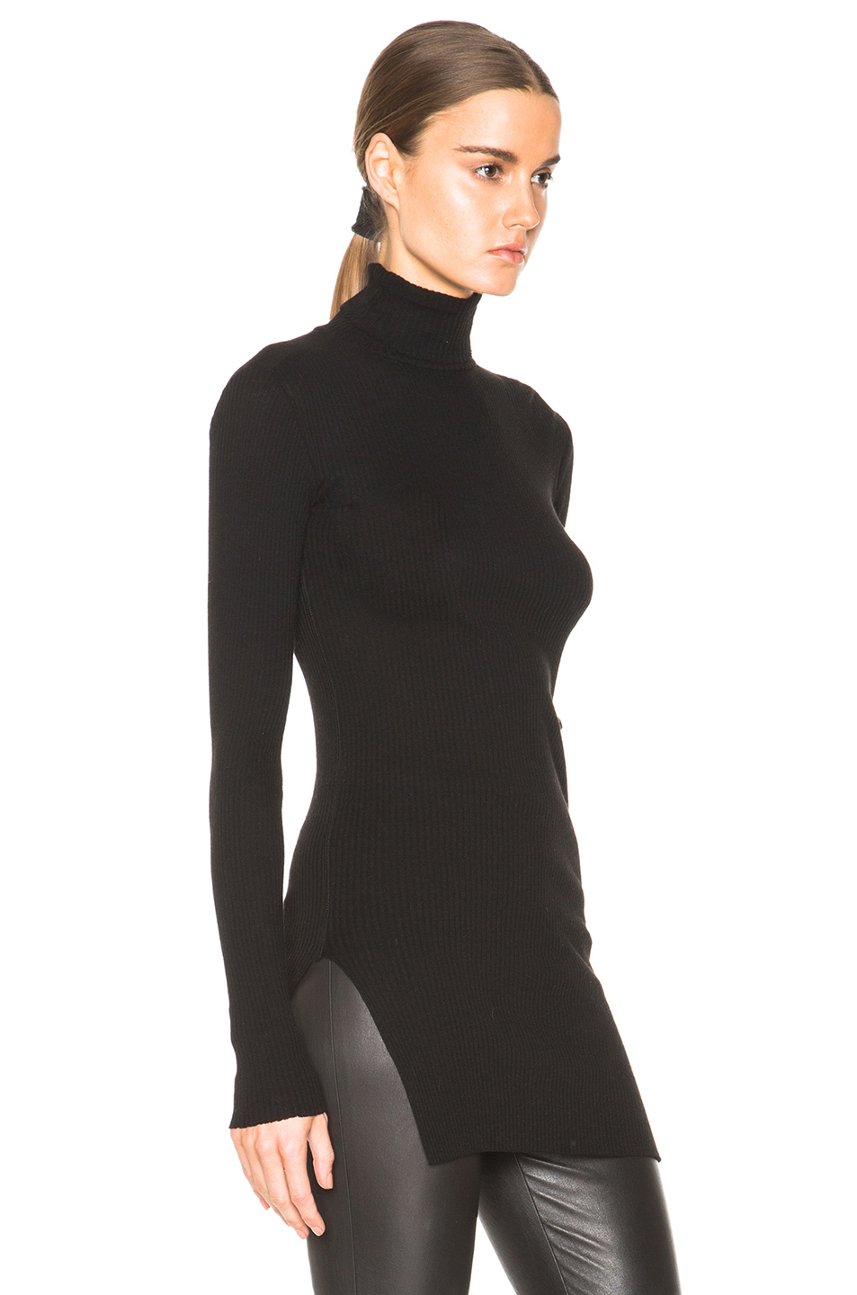 Helmut lang Fitted Turtleneck Sweater in Black | Lyst