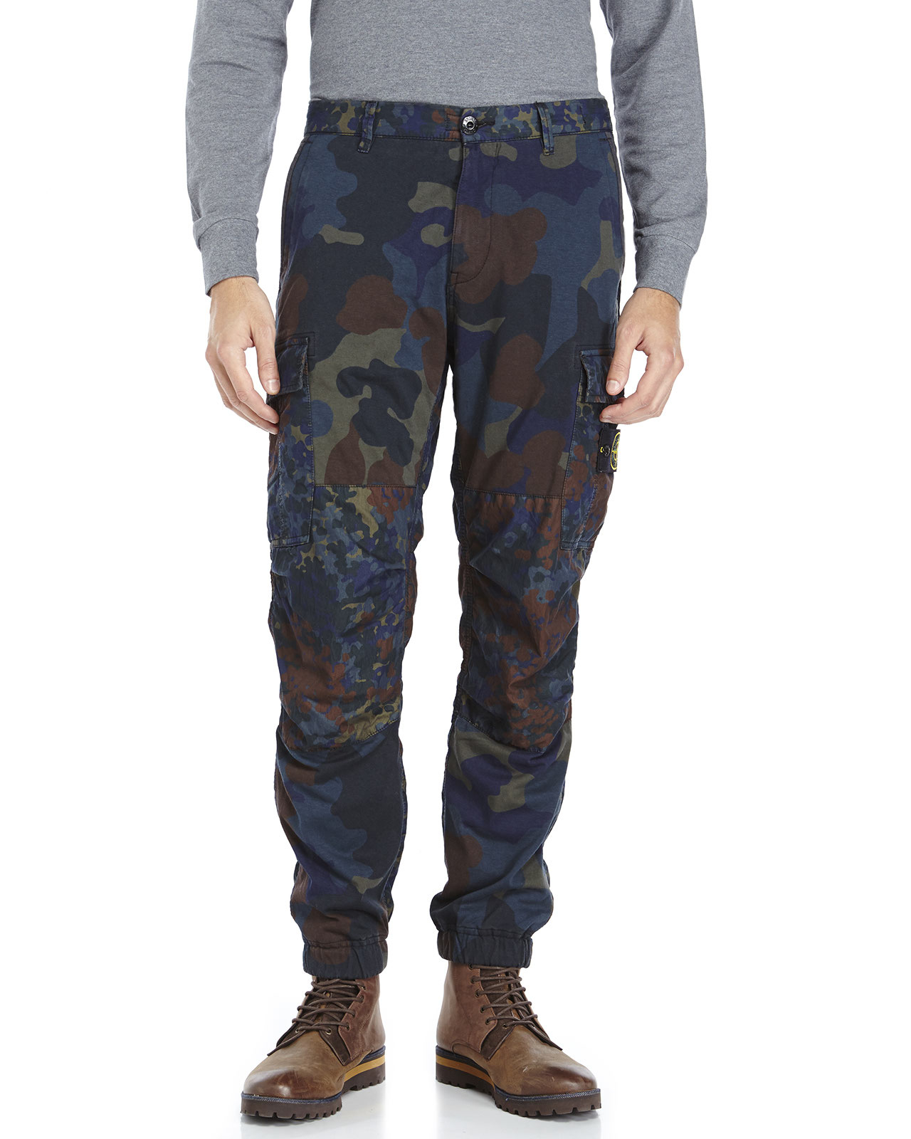 Lyst - Stone Island Camouflage Print Cargo Pants in Blue for Men