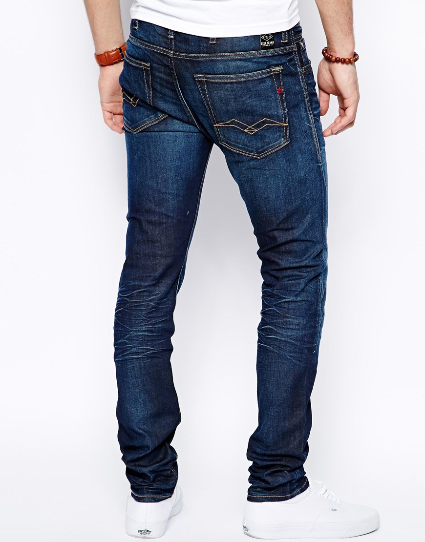Lyst - Replay Jeans Jondrill Skinny Fit Stretch Dark 3d Wash in Blue ...