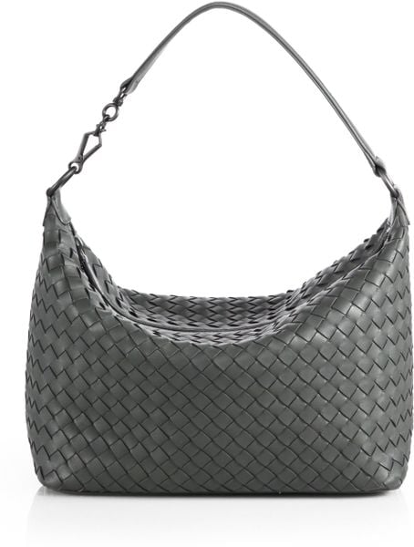 Bottega Veneta Woven Leather Hobo in Gray (GREY) | Lyst