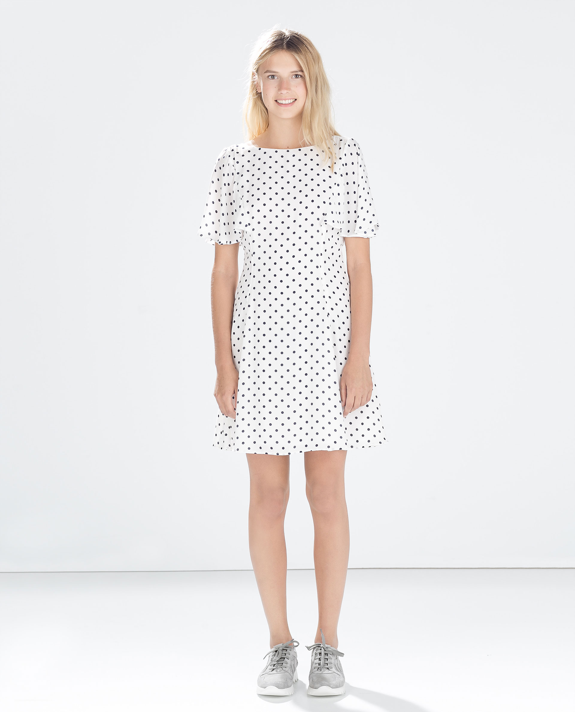 Zara Polka Dot Dress in White - Lyst
