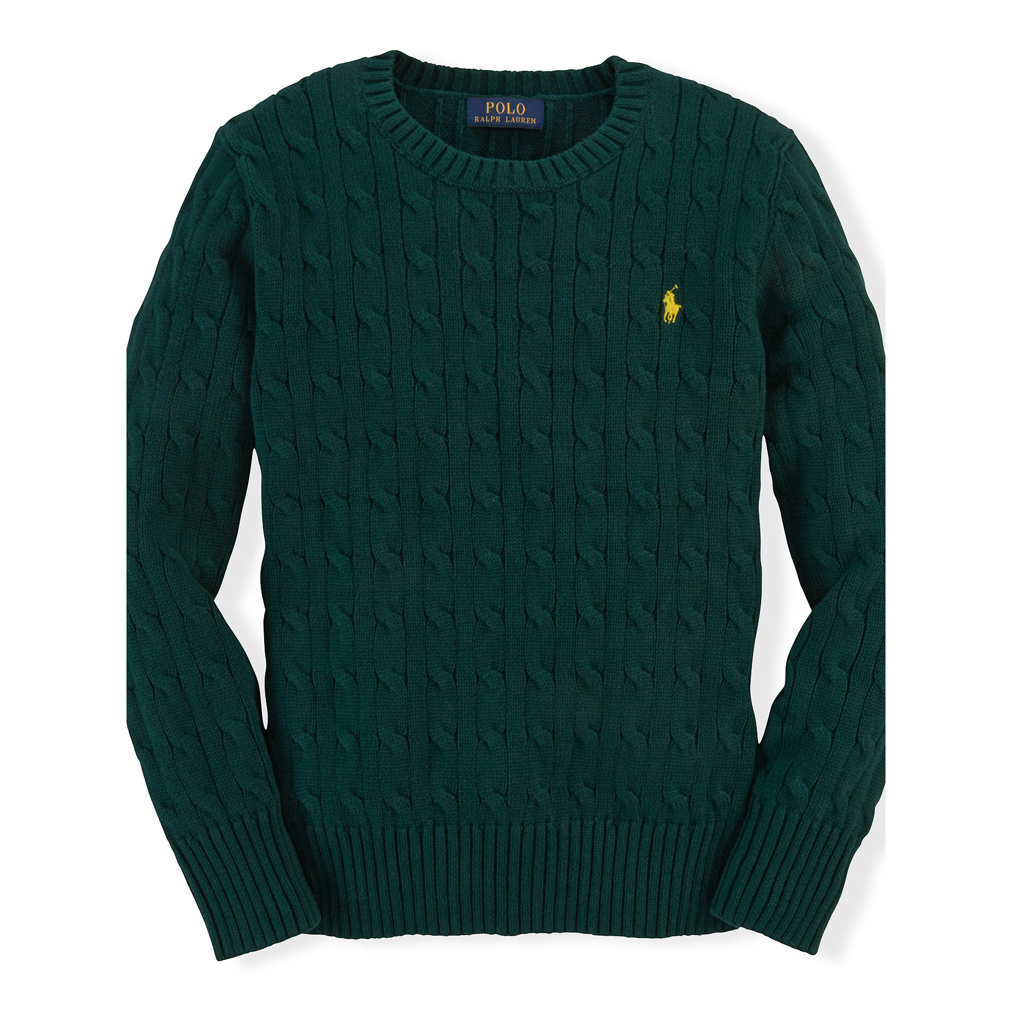 Lyst - Ralph lauren Cable-knit Cotton Sweater in Green for Men