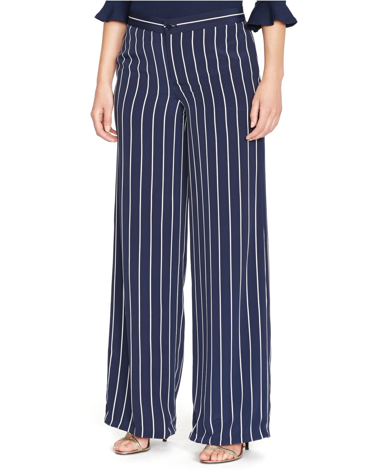 Lyst - Lauren by ralph lauren Plus Size Striped Wide-Leg Pants in Blue