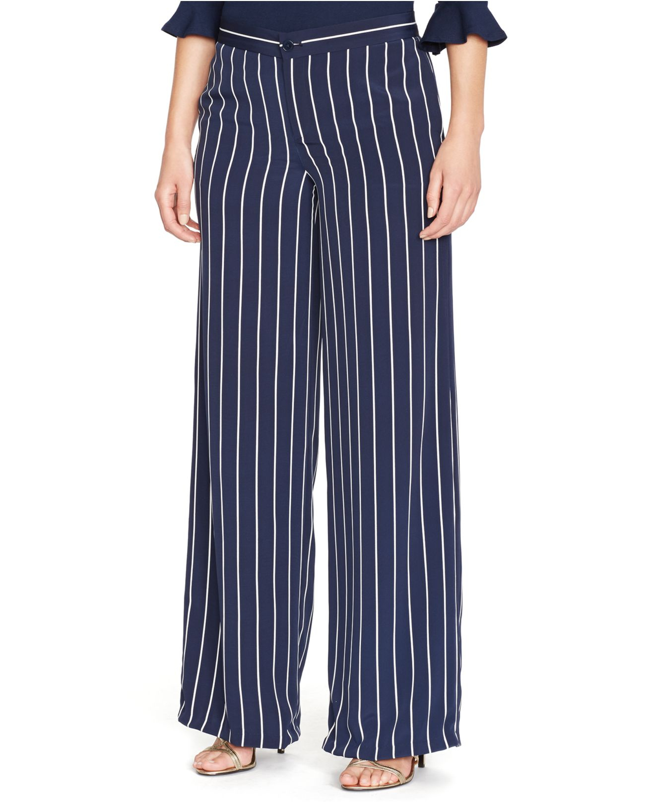 navy wide leg trousers plus size