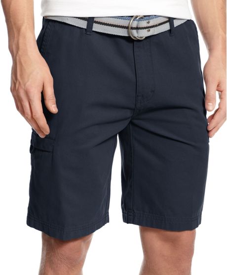 Weatherproof Vintage Canvas Belted Cargo Shorts in Blue for Men (Navy ...
