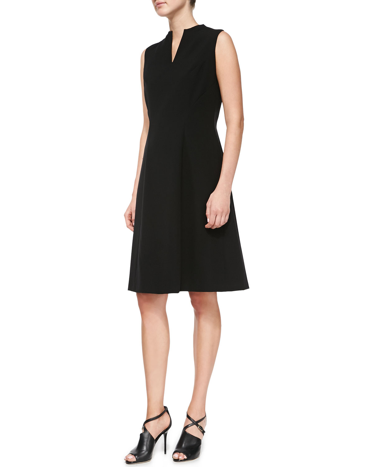 Lafayette 148 new york Ava Knit SplitNeck Dress in Black Lyst