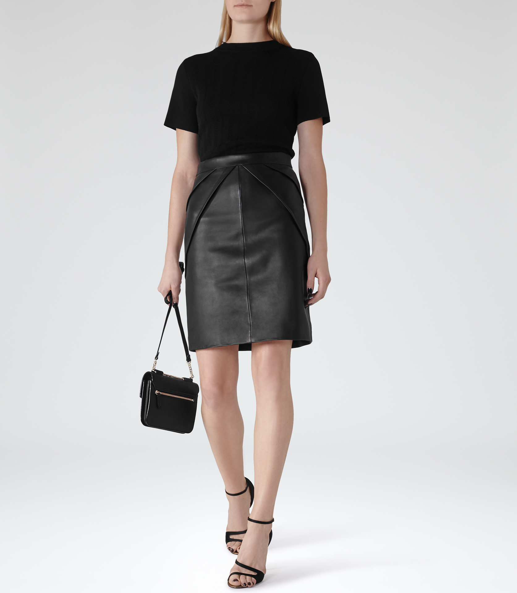 Lyst - Reiss Etianne Leather Pencil Skirt in Black