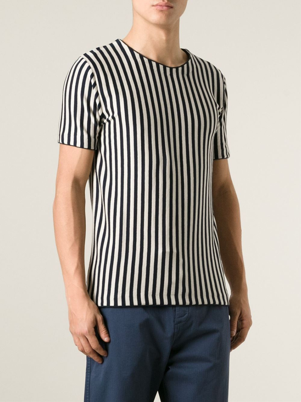 vertical striped shirt blue