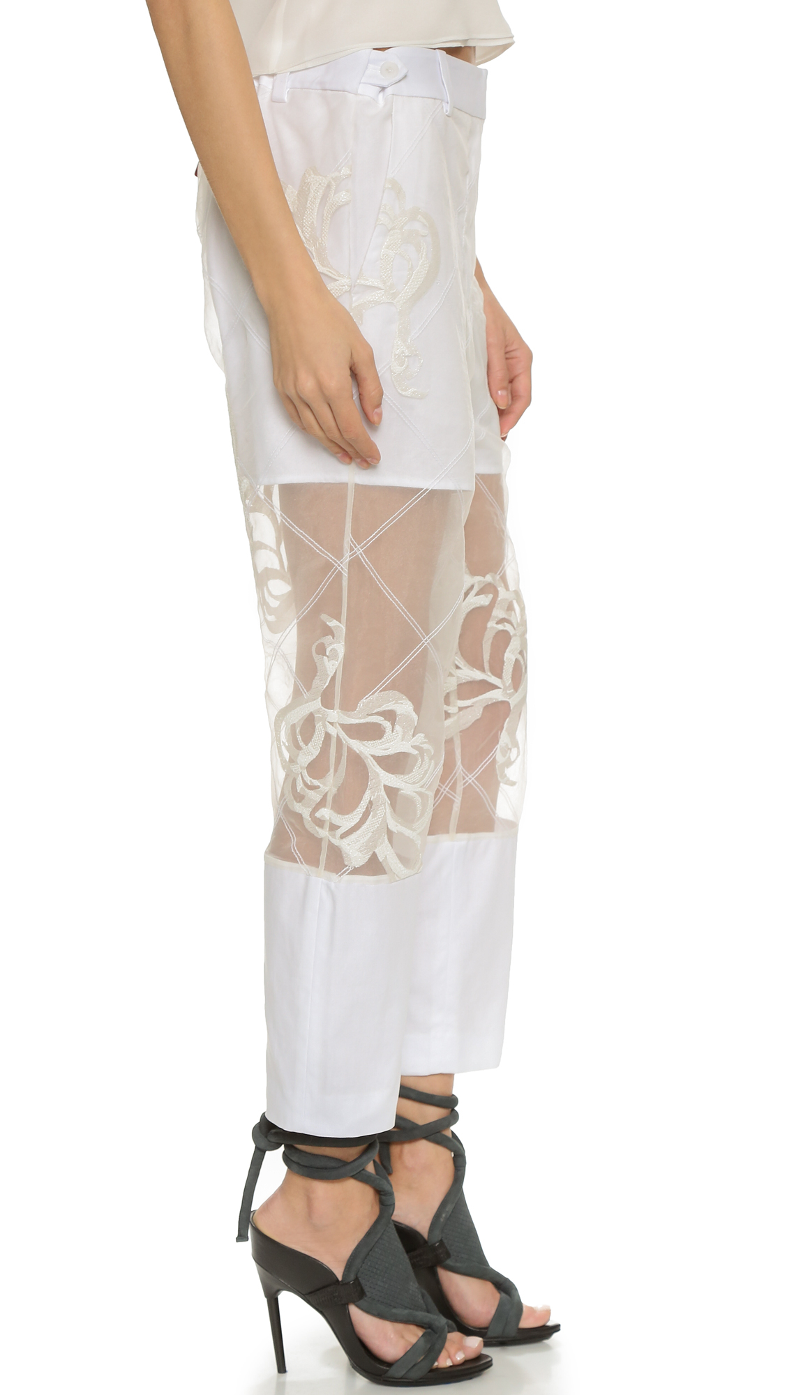 3.1 phillip lim Embroidered Organza Pants White in White Lyst