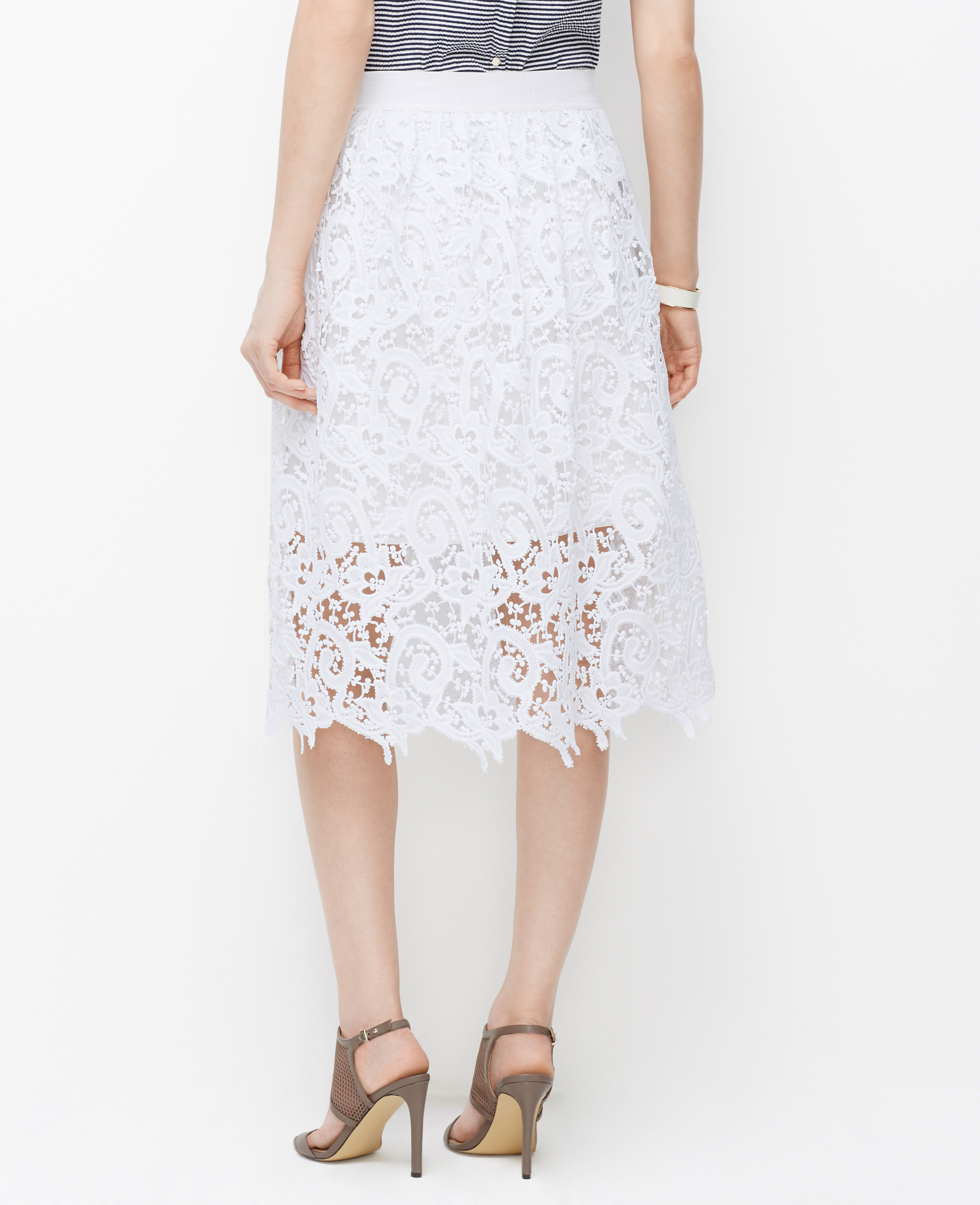 Ann taylor Layered Lace Skirt in White | Lyst