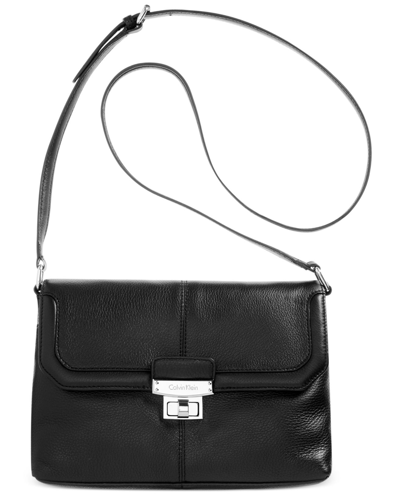 calvin klein black purse leather