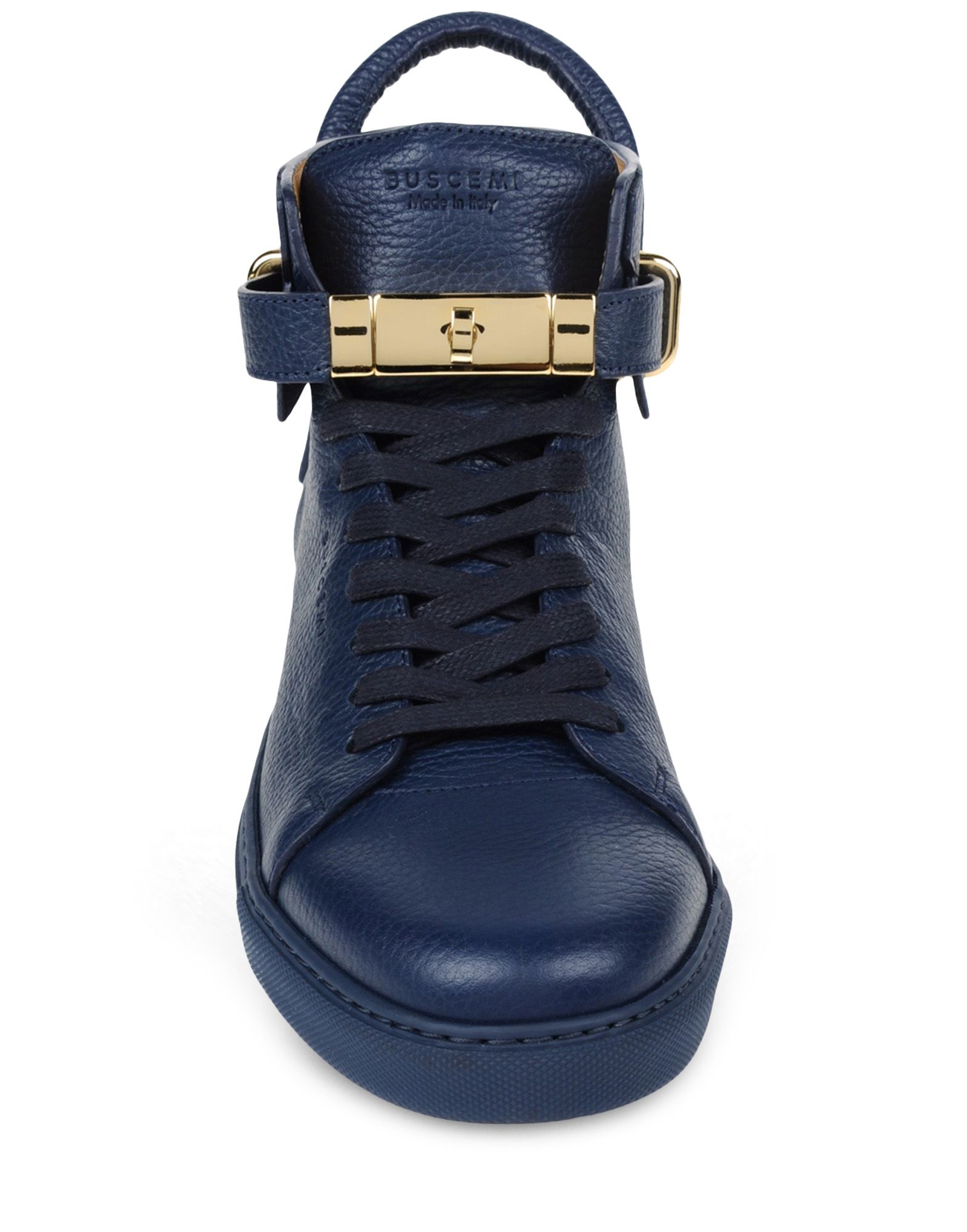 blue leather high tops