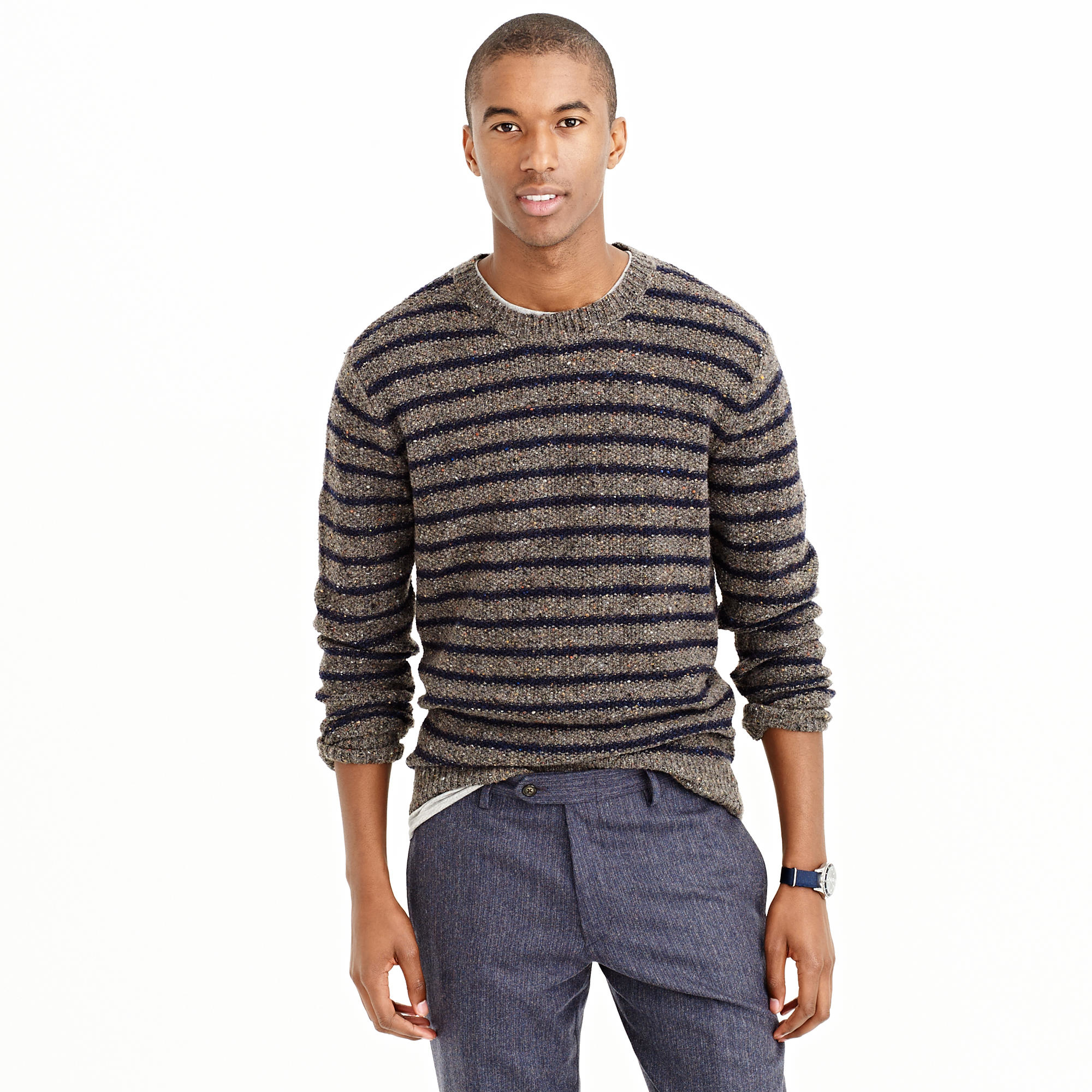 J.crew Donegal Wool Sweater In Stripe in Gray for Men | Lyst